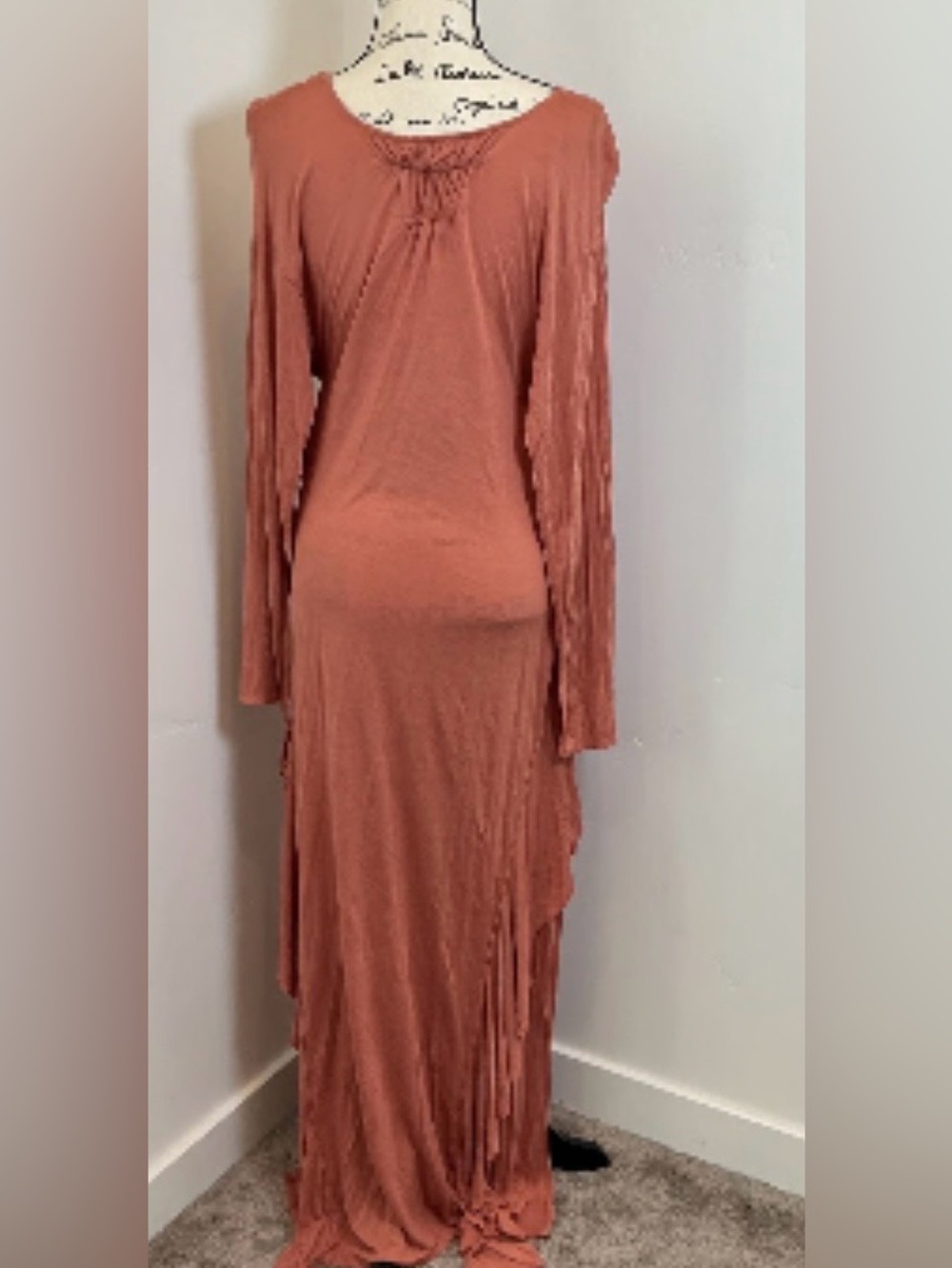 FP Beach Boho Long Open Sleeve Maxi Dress in Rust Orange Sz M - Picture 5 of 9